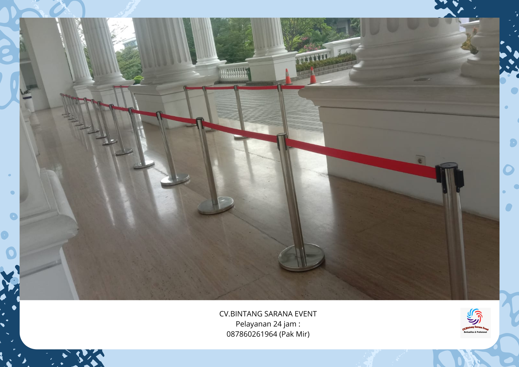 Rental Tiang Antrian Stainless Pita Tarik Jakarta