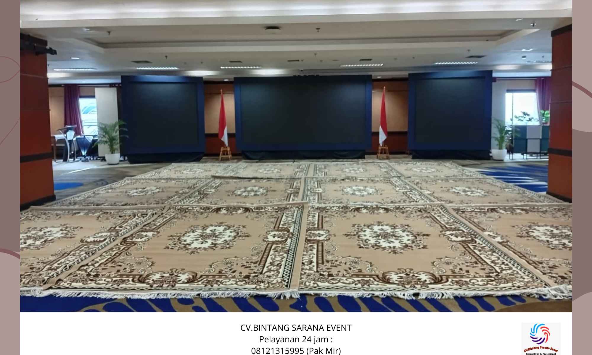 Sewa Karpet Permadani Cokelat Dan Round Table Lesehan Area Jakarta